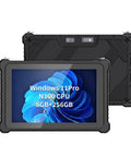 Kickass Rugged Windows 11 Pro Tablet With 10 Inch Sunlight Display And Quick N100 Chip Packed With 8 GB Ram Plus A 2D Scanner front and back view