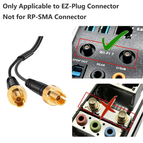 WiFi 7 Gaming Antenna With EZ Plug Connector For ROG Strix TUF Crosshair Prime And ProArt; not for RP-SMA connectors