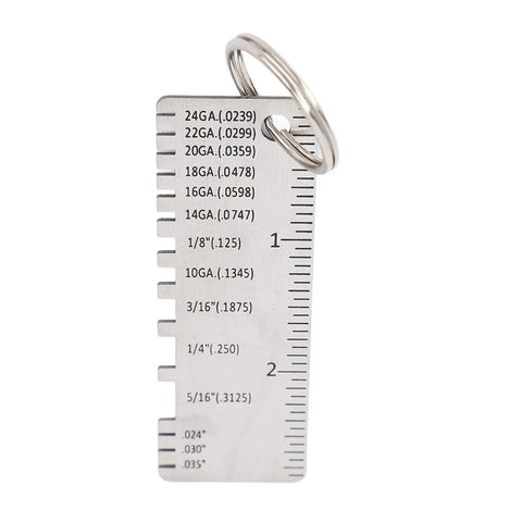 Pro Grade Stainless Steel Weld Seam Gauge For Metal Fabrication, 72x25x1mm tool showing detailed measurements