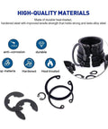 Pro Grade Spring Steel Retaining Rings Kit With 18 Sizes E And C Clips Black Phosphated Anti Rust For Fast Swaps In Shaft Holes And Easy Reassembly In Industrial Electronics Repair, heat-treated black steel rings