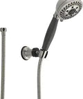 Five Spray Touch Clean H2Okinetic Wall Mount Handheld Shower With Hose Delivers 3x Coverage PowerDrench Wave Spray, stainless finish