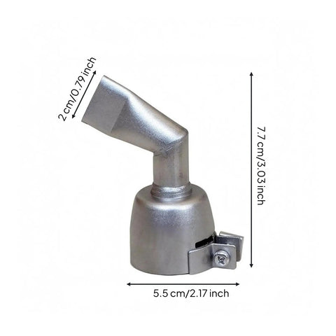 Stainless Steel Torch Nozzle Adapter For Heat Tools, 35mm Connection, 60 Degree Nozzle With 20mm Flat Tip, Pro-Grade Replacement Attachment