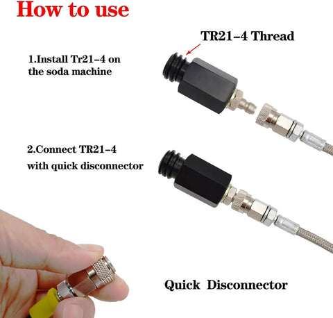 High Pressure Stainless Steel CO2 Adapter Hose 36 Inch For Large CO2 Tanks To TR21 4 Soda Machines connection guide