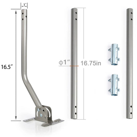 Beefy Universal Outdoor Mounting Pole For TV Antenna And Weather Station, Heavy Duty Aluminum Bracket with 49.5 Inch Extension Arm.