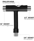 All In One Skate Tool Kit For Skateboards And Longboards With T Type Allen Key And L Type Phillips Head Wrench