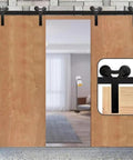 Beefed Up Heavy Duty Sliding Barn Door Hardware Kit With Y Shaped Wood Door Hanger And Smooth Track Roller For Double Doors