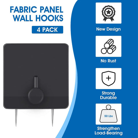 Four Pack Fabric Wall Cubicle Hooks Heavy Duty Stainless Steel Mounts For Fabric Panels And Office Walls 50 Pound Load