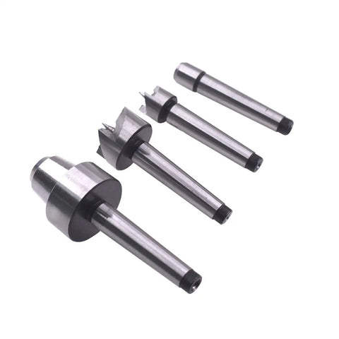 MT1 Steel Wood Lathe Live Center 4 Piece Set With Spur Driver, Spur Center, Cupped Dead Center And Live Center In Durable Wood Case, Ideal Lathe Accessory Kit For DIY Projects
