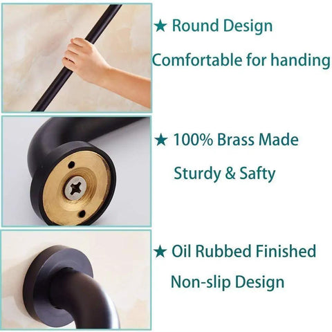 Oil Rubbed Bronze 16 Inch Bathroom Grab Bar Heavy Duty Safety Support For Shower And Bath With Solid Brass Construction Display