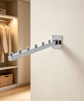 Waterfall Hooks For Slatwall Wall Mounted Clothes Hanger Rack With 6 Ball Bearings in bedroom setting
