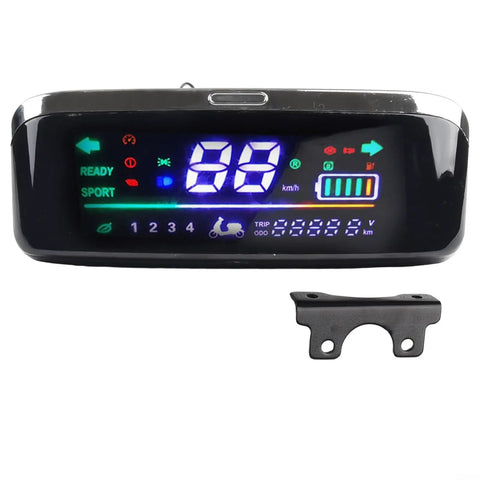 48 To 72 Volt Ebike LCD Display Speedometer With 6 Pin Connector For Electric Bikes Scooters And Trikes Optional Windshield Wide Voltage Range Durable Waterproof Screen Real Time Ride Data And Battery Status Readout black LCD screen with mounting bracket