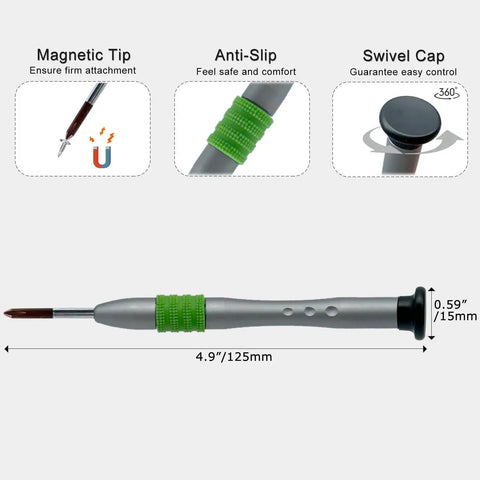 PH0 3mm Micro Phillips Screwdriver With Magnetic S2 Tip Free Spin Cap Non Slip Grip For Tiny Electronics And Small Cross Recess Screws
