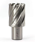 Heavy Duty Annular Cutter 3/4 Inch Weldon Shank 1 1/8 Inch Cutting Diameter hardcore heat resistant high speed steel, close-up view.
