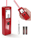 165ft Laser Distance Meter With 1/8 Inch Accuracy, IP54 Handy Laser Measure Tool For DIY Indoor Projects, Ft/In/FT/In/M Units, Great For Quick Area And Volume Calculations, Long Battery Life On 2 AAA Batteries, red handheld device with batteries