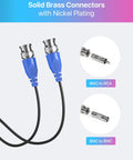 BNC to RCA and BNC connectors for 4 Pack 100 Foot BNC Video Power Cables For CCTV Security Cameras And DVR Systems All In One Extension Wire