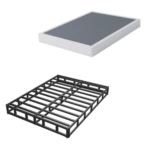 Built Straight Up Tough King Size Box Spring With Heavy Duty Metal Slats And Reinforced Steel Mattress Foundation displayed top-down.