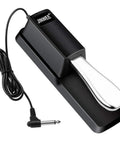 Sustain Pedal For Digital Pianos And Keyboards With Polarity Switch, Built To Last ABS Housing And Chrome Pedals, Works With Yamaha Casio MIDI Keyboards And More, Black