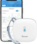 Smart Thermometer Hygrometer With WiFi And App Alerts Real Time Temperature And Humidity Sensor shown with app interface