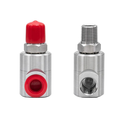 One Half Inch NPT Hose Reel Swivel With Grease Zerk Rugged Beefy High Pressure Joint For Home And Industrial Hose Reels Built Tough To Take A Beating In Harsh Environments With Smooth 360 Degree Rotation. 1/2 NPT steel swivel with red cap