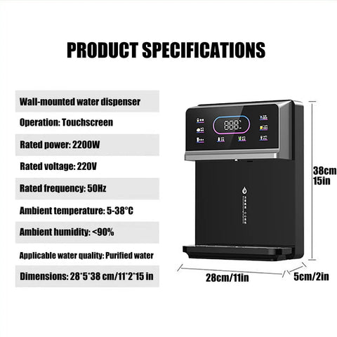 Wall Mounted Instant Hot Water Dispenser With Rapid 2000W Heating Six Temperature Settings Four Water Volume Options