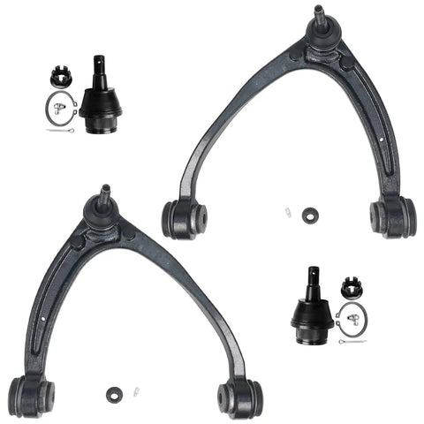 4WD 14 Piece Front End Kit For 2007 2013 Chevy Silverado 1500 Complete Suspension Replacement With Control Arms Ball Joints Tie Rods Sway Bar Links 6 Lug 4x4 Ready To Roll control arms and ball joints on white background