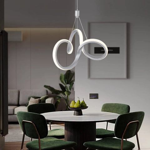 Dimmable Modern LED Chandelier For Kitchen Island Round Pendant Light Flush Mount Irregular Ring Fixture For Bedroom Living Room Dining Room 4000K 15W 1200lm Brightness High CRI Easy Dim From 0.01 To 100 Percent in dining room setting