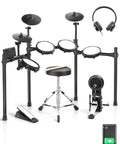 Kickass Electronic Drum Set With Dual Zone Triggering And Three Smart Coaching Modes Type C Charging USB MIDI displayed