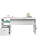 Game Changing Adjustable Sit Stand Computer Desk With Storage And Heavy Duty Home Office Craft Table Plus Vibe Ready Writing Desk For Modern Bedroom, white finish, side storage shelves.