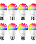 Smart WiFi Color Changing LED Light Bulbs With Alexa Google Home Siri Control 900 Lumen 10W 80W Equivalent A19 E26 8 Pack