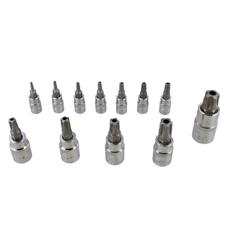 12-piece Torx Plus Socket Set 5 Star Tamper Proof Bits for cars and trucks, featuring durable metal design and various sizes.
