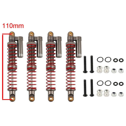 Set of 110mm Adjustable RC Shock Absorbers with washers, CNC machined, dual stage springs for 1/10 RC Truck Crawler