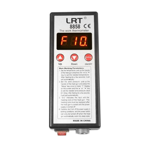 Portable Hot Air Rework Station For SMD Desoldering, Digital Heat Gun display showing F10 air flow setting