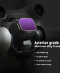 ND Filter Set For DJI Mini 3 And Mini 3 Pro 6 Pack With CPL ND8 ND16 ND32 ND64 ND128, Lightweight Aviation Aluminum Frame close-up view.