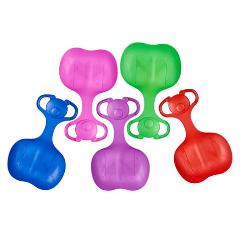 Colorful plastic sleds including Heavy Duty Snow Sled For Downhill Thrills With A Non Slip Sanded Seat And Grippy Handles, in a range of colors