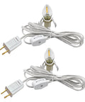 Two Pack LED Light Cords With 6 Feet White Wire And On Off Switch, C7 Candelabra Bulbs And Clips, for Halloween and Christmas Decor