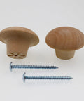 Hardwood Bi Fold Door Pull Knob Set Of 2 One And Three Quarters Inch Diameter Knob With Eleven Sixteenths Inch Base, screws included