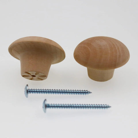 Hardwood Bi Fold Door Pull Knob Set Of 2 One And Three Quarters Inch Diameter Knob With Eleven Sixteenths Inch Base, screws included