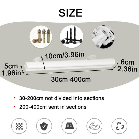 Top Shelf Pine Wood Indoor Guardrail In Crisp White With Non Slip Grip Heavy Duty Iron Supports Rounded Safety Edges And Kickass Setup For Houses Kindergartens Or Attics Built Like A Boss For Daily Hustle size diagram with dimensions and installation instructions.