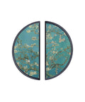 2 Pack Blooming Apricot Blossoms Cabinet Handles Black Semicircle Drawer Pulls with 3 Inch Hole Center, floral design