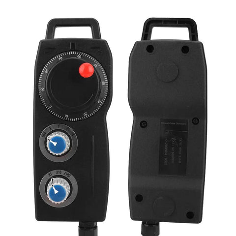 4 Axis CNC Handwheel Pulse Generator 5V 100PPR Electronic Handheld Controller Pulse Encoder For Engraving Milling Lathe With X Y Z Coordinate Select And Return To Origin, black plastic front and back