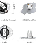 Dryer Heating Element Kit 279838 Replacement For Maytag Kenmore Amana Roper, showing thermostats and thermal fuses with dimensions