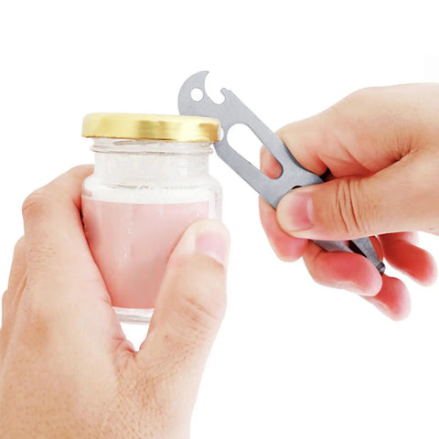 Opening a jar with On Deck Marine Multitool Bottle Opener and Screwdriver, Stainless Steel Emergency Tool for Boats and Deck Maintenance