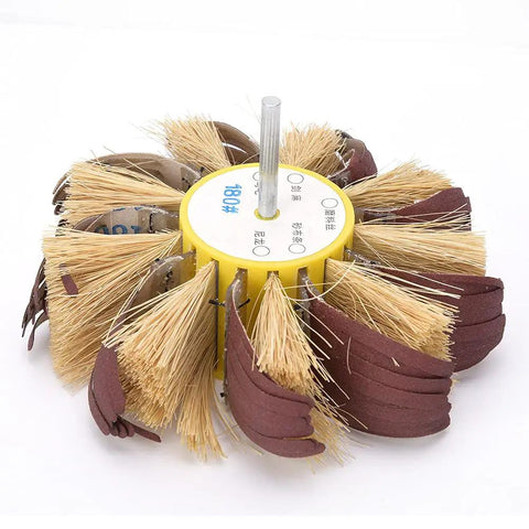 Heavy Duty Sisal Buffing Wheel With 6Mm Shank for metal polishing with diverse bristles for effective deburring tasks.