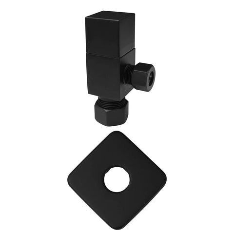 Square Handle One Quarter Turn Angle Stop Valve With One Half Inch Copper To Three Eighths Inch Compression Fittings Matte Black Finish Built To Last Steel Construction Easy Install Leak Free For Under Sink Plumbing