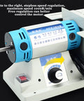 Heavy Duty Benchtop Table Saw With Rip Through Power For Wood And Metal showing motor with stepless speed regulation control and maximum speed.