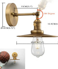 Industrial Vintage 1 Light Wall Sconce With 7.9 Inch Metal Shade Antique Vanity Light With On Off Switch E26 Bulb Compatible 180 Degree Adjustable Wall Lamp For Bedroom Living Room Kitchen, shown with adjustable arm and dimensions.