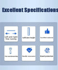 Excellent specifications graphic highlighting features of Adjustable Furniture Lifting Brackets 19cm To 44cm Height Range.