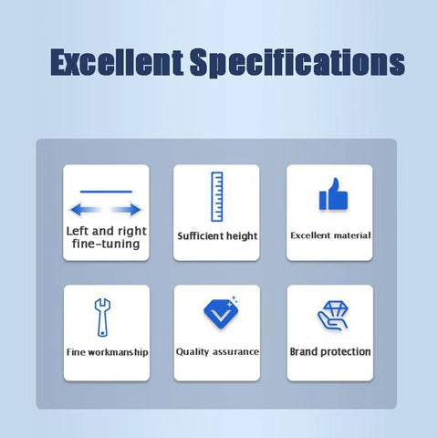 Excellent specifications graphic highlighting features of Adjustable Furniture Lifting Brackets 19cm To 44cm Height Range.