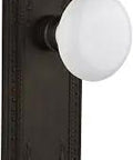 Meadows Plate With White Porcelain Knob Privacy Lockset For Interior Doors Includes Both Sides Set 2.75 Inch Backset Oil Rubbed Bronze Finish