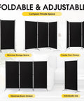 Six Foot Tall Three Panel Privacy Screen Folding Room Divider Freestanding Black Wall Partition For Home Office And Living Spaces
